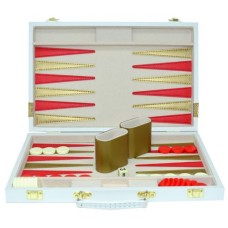 Backgammon 38 cm Wit m.gouden bies